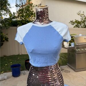 BDG Light Blue and Blue Crop Top